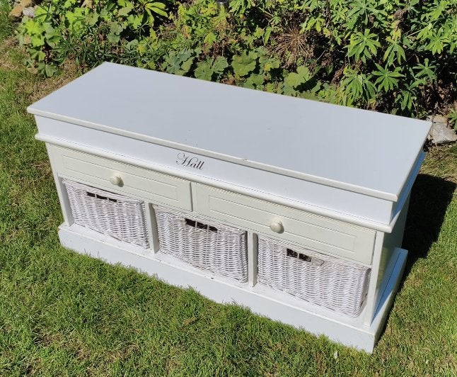 halbank kast met 3 rieten manden, Huis en Inrichting, Kasten | Schoenenrekken, Ophalen, Gebruikt