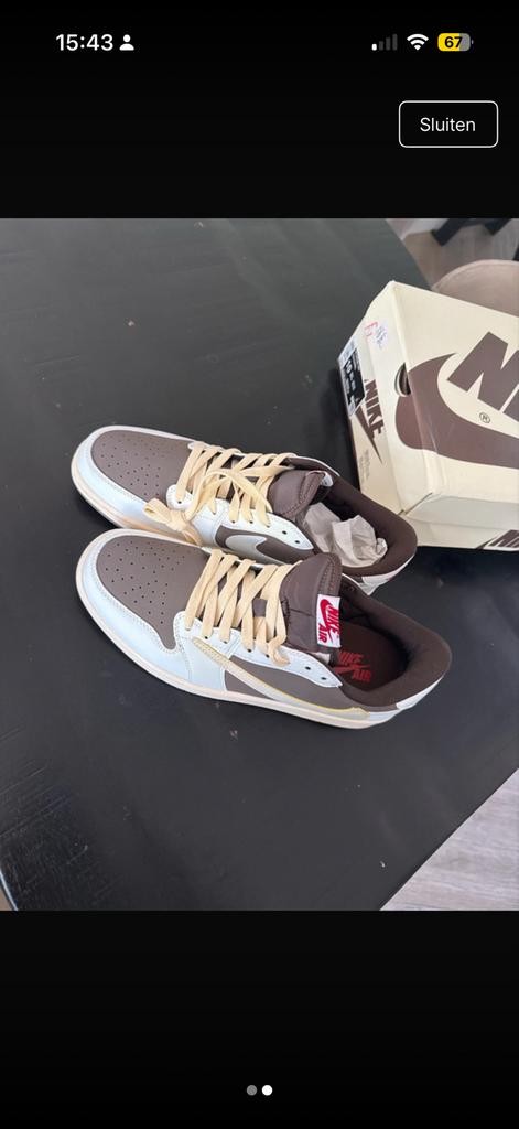 Nike Air Jordan 1 Low Travis Scott maat 44, Ophalen of Verzenden, Zo goed als nieuw, Bruin, Sneakers of Gympen