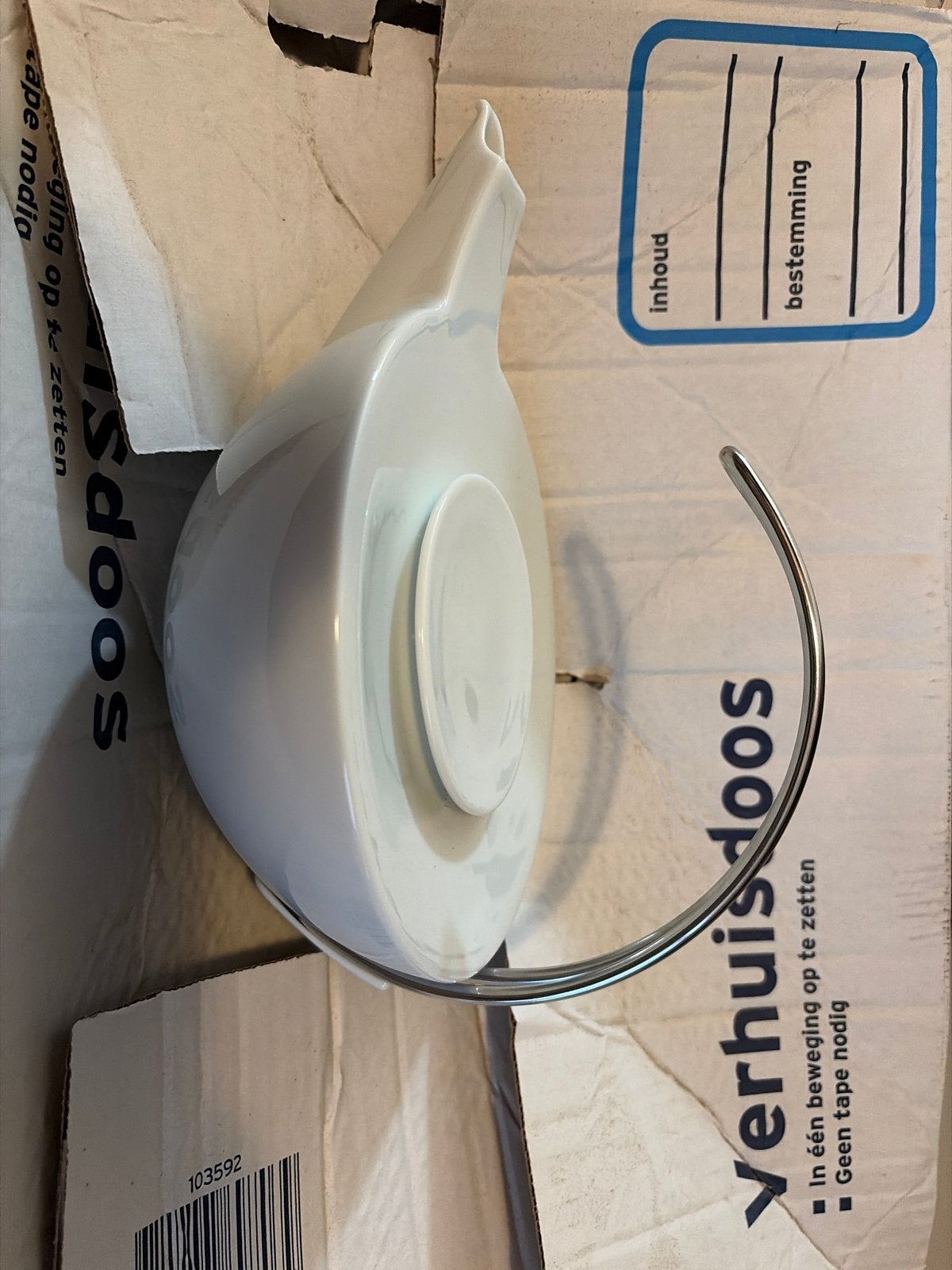 Royal Copenhagen Porseleinen Theepot met RVS Handvat, Antiek en Kunst, Ophalen