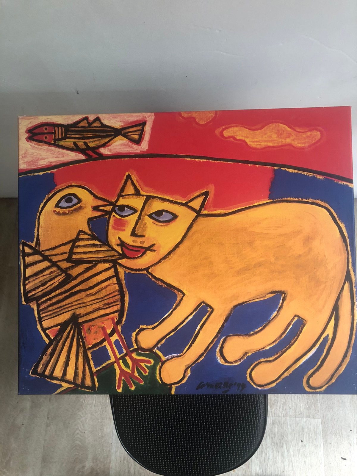 Kat, vogel en vis - Corneille (lithografie/zeefdruk), Ophalen