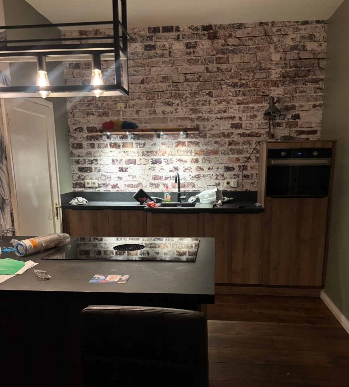 Mandemakers keuken (2 jr oud) incl. Koelk, oven, wasb, kraan, Huis en Inrichting, Overige materialen, Bruin, Enkelwandige keuken