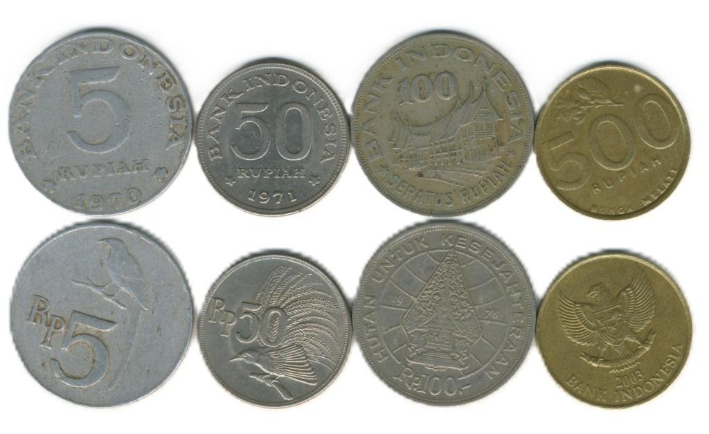 Indonesie Indonesia 5-50-100-500 Rupiah Munt k-40 jdu, Ophalen of Verzenden, Zuidoost-Azië, Setje