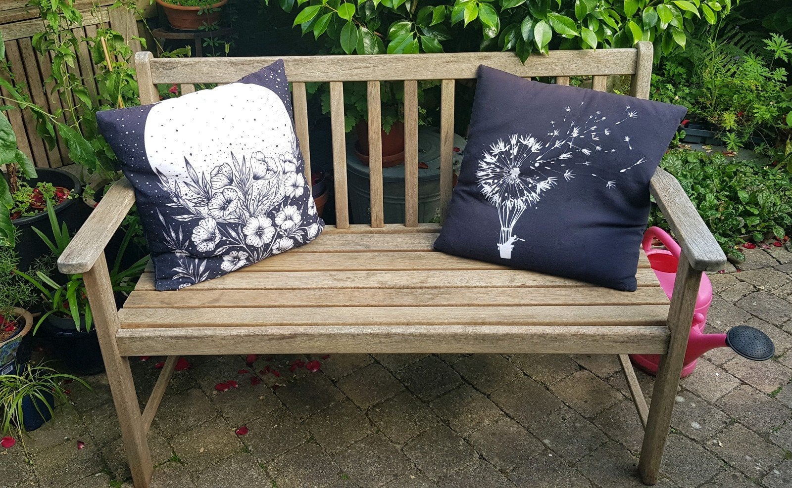Sierkussens / Tuinkussens met unieke prints, Ophalen of Verzenden, Zo goed als nieuw, Zwart, Vierkant