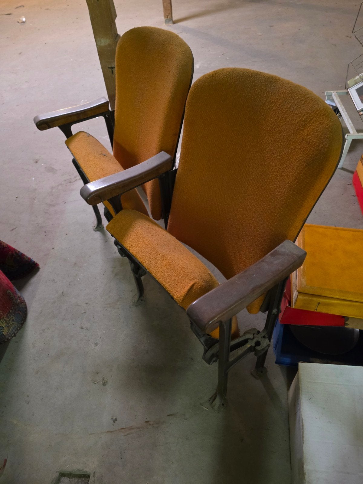 Vintage Bioscoop Stoelen - Oranje, Antiek en Kunst, Ophalen of Verzenden
