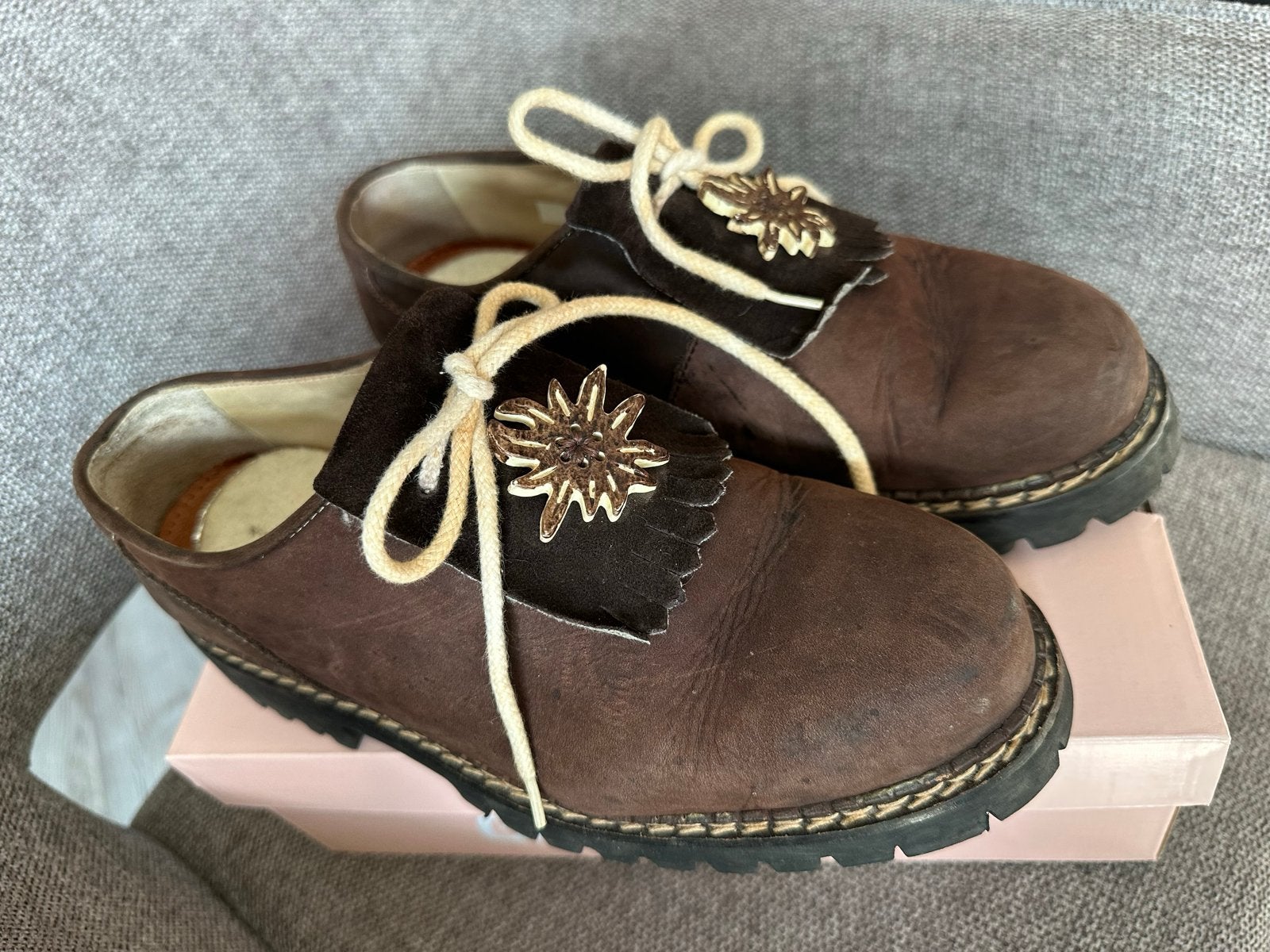 Bruine leren veter schoenen dirndl Oktoberfest maat 39, Kleding | Dames, Schoenen met lage hakken, Bruin, Ophalen of Verzenden
