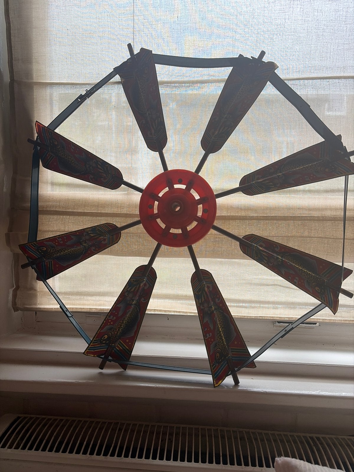 Vintage windmolen met vissen decoratie, Ophalen of Verzenden