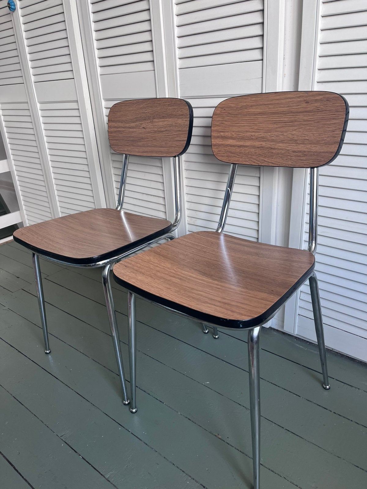 Twee retro formica stoeltjes, Huis en Inrichting, Stoelen, Ophalen, Zo goed als nieuw, Twee
