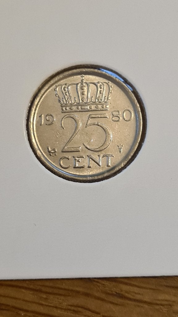 Nederland - 25 Cent 1980, Verzenden, Koningin Juliana, 25 cent, Losse munt