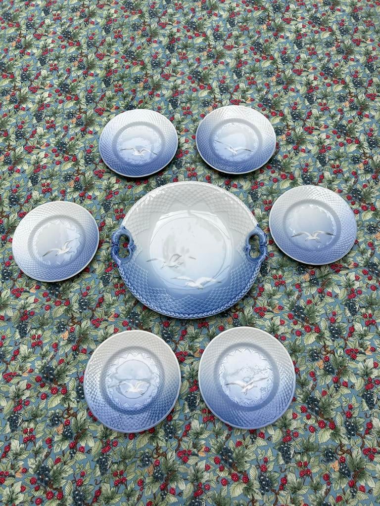 Royal Copenhagen Meeuw Servies - Schaal en 6 Borden, Antiek en Kunst, Antiek | Servies los, Ophalen of Verzenden