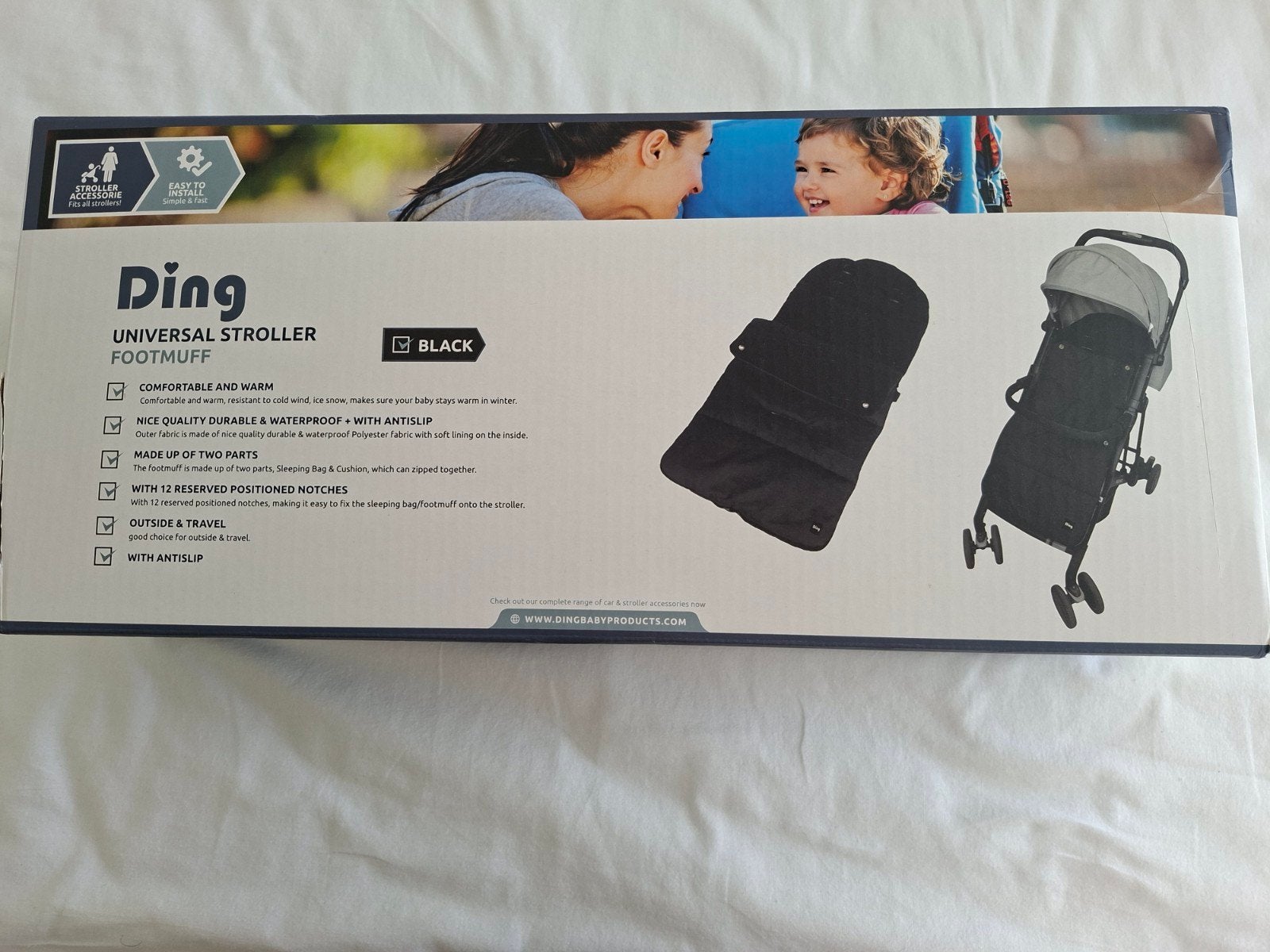 Nieuwe zwarte Ding universele trappelzak voor kinderwagen, Ophalen of Verzenden, Nieuw, Kinderwagen, Overige merken