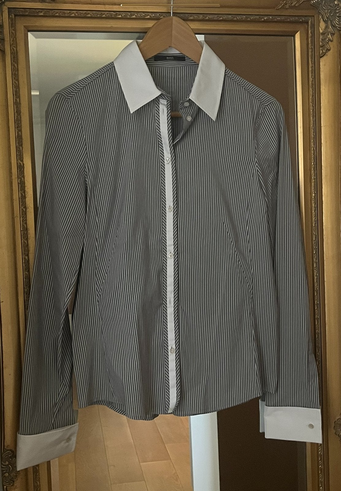 Overhemd Hugo Boss, Ophalen of Verzenden, Zo goed als nieuw, Maat 36 (S), Grijs