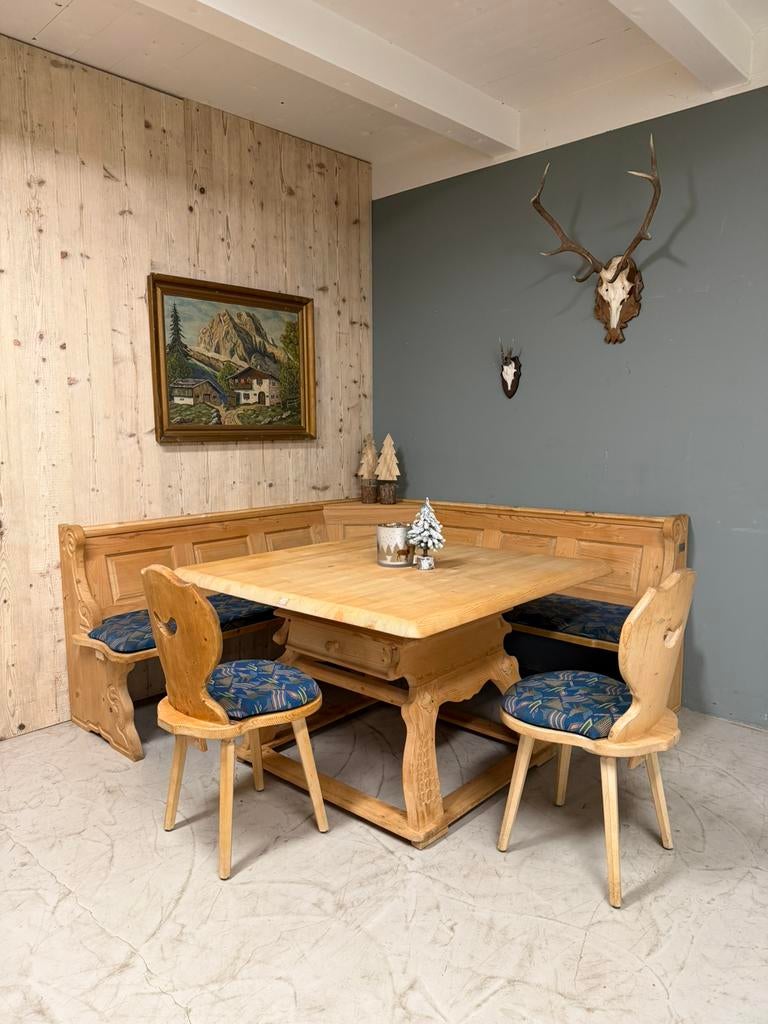 Oostenrijkse Alpen Stube zithoek | Hoekbank tafel en stoelen, Ophalen