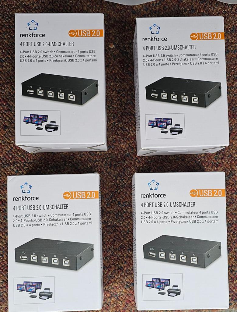 Renkforce 4-poorts USB 2.0-omschakelaar (2 stuks), Ophalen of Verzenden, Nieuw, Renkforce