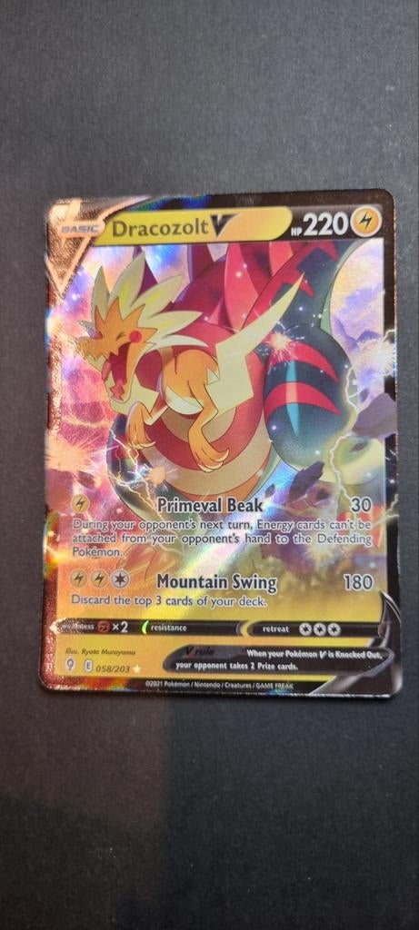 Dracozolt V 058/203 Evolving Skies Pokémon Kaart Excellent, Ophalen of Verzenden, Gebruikt, Losse kaart, Foil