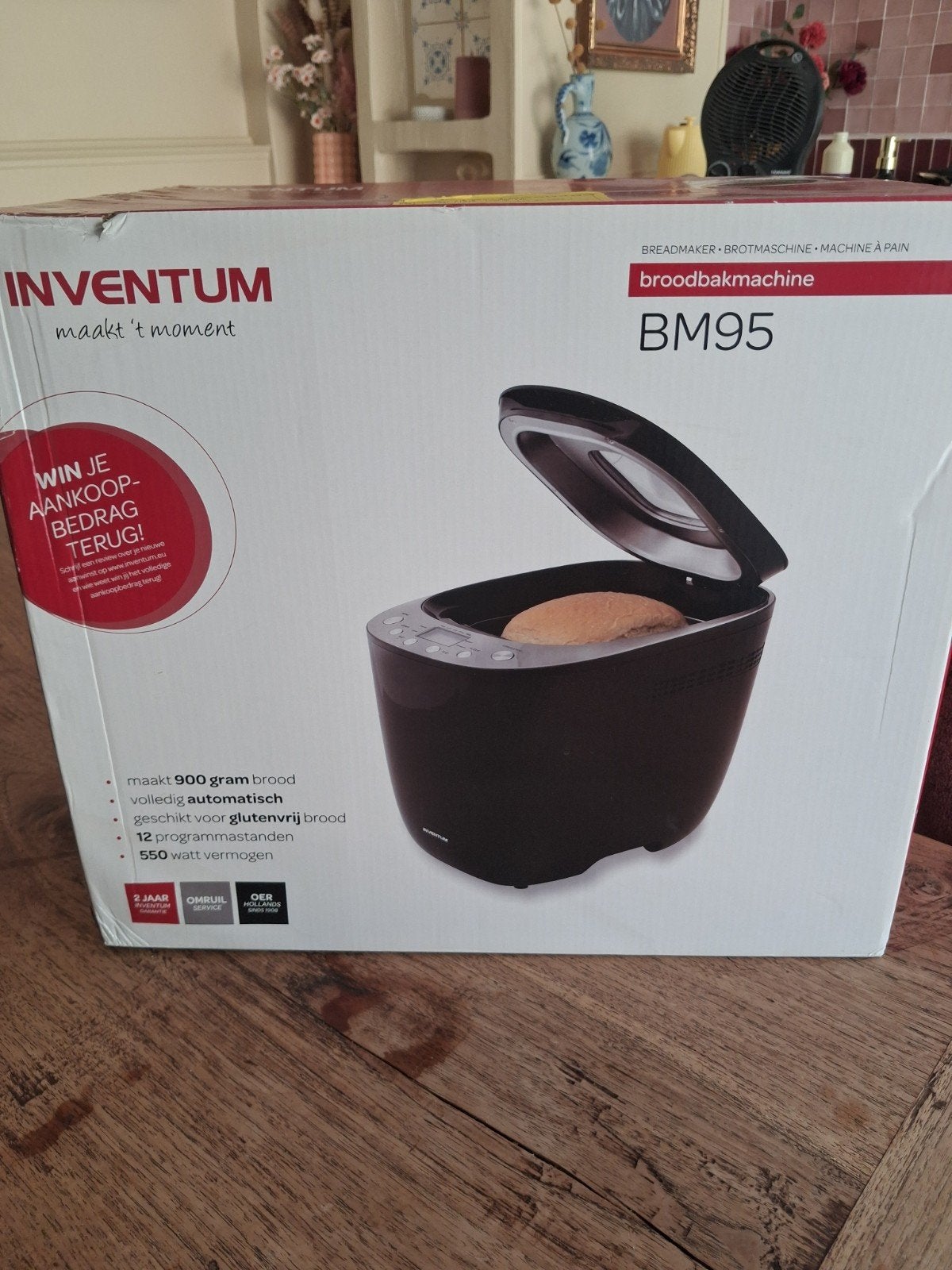 Inventum BM95 Broodbakmachine - Nieuw in doos, Meer dan 10 programma's, 800 tot 1200 gram deeg, Nieuw, Ophalen