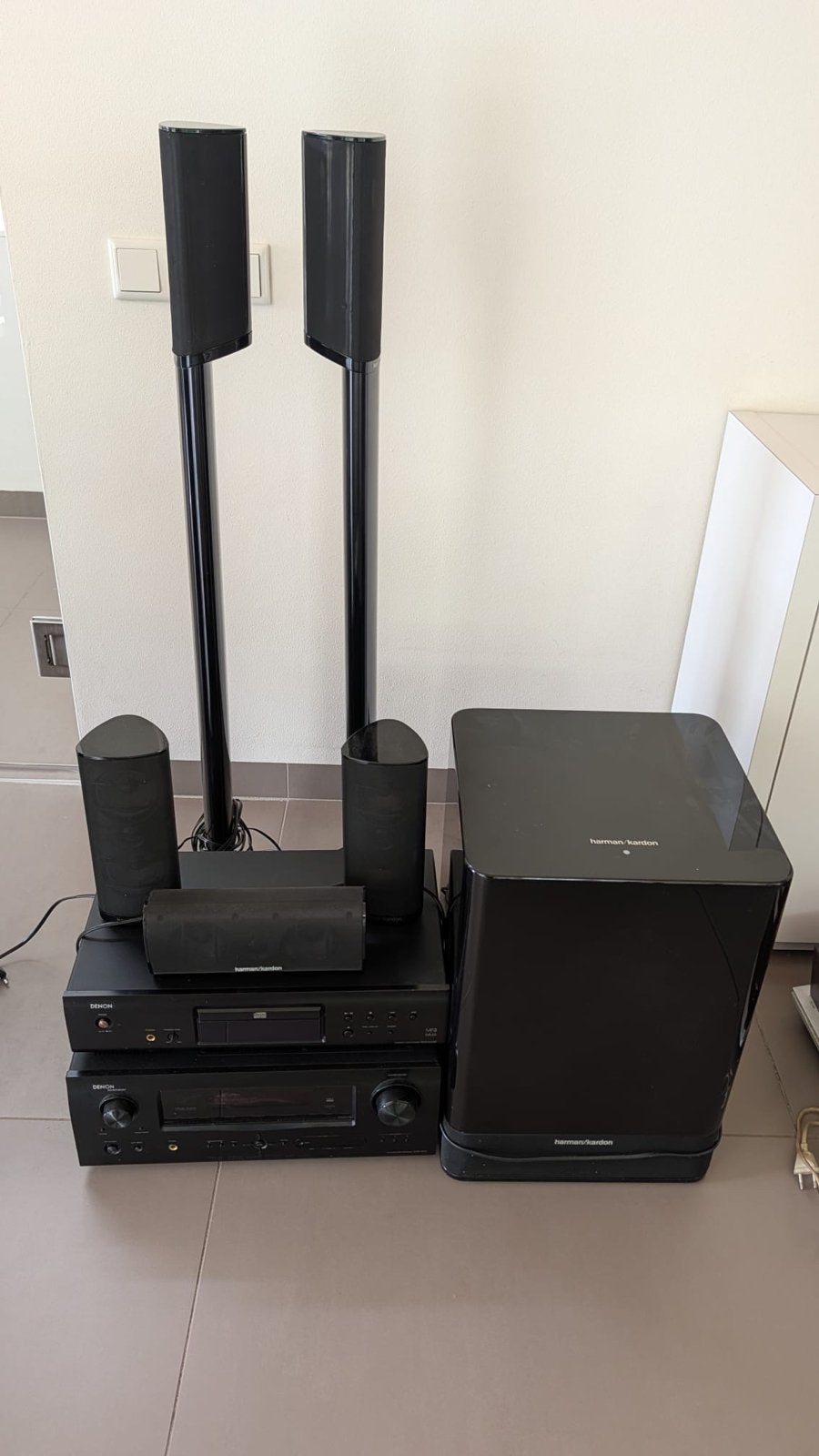 Harman Kardon HKTS11, Denon AVR 1910, Denon CD 510 set, Gebruikt, 70 watt of meer, 5.1-systeem, Overige spelers