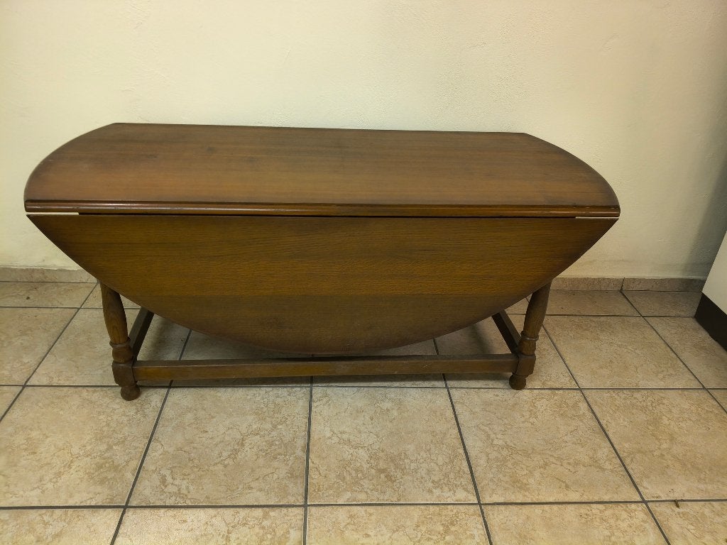 Massief eiken hangoor tafel, Ophalen, 100 tot 150 cm, Zo goed als nieuw, 50 tot 75 cm