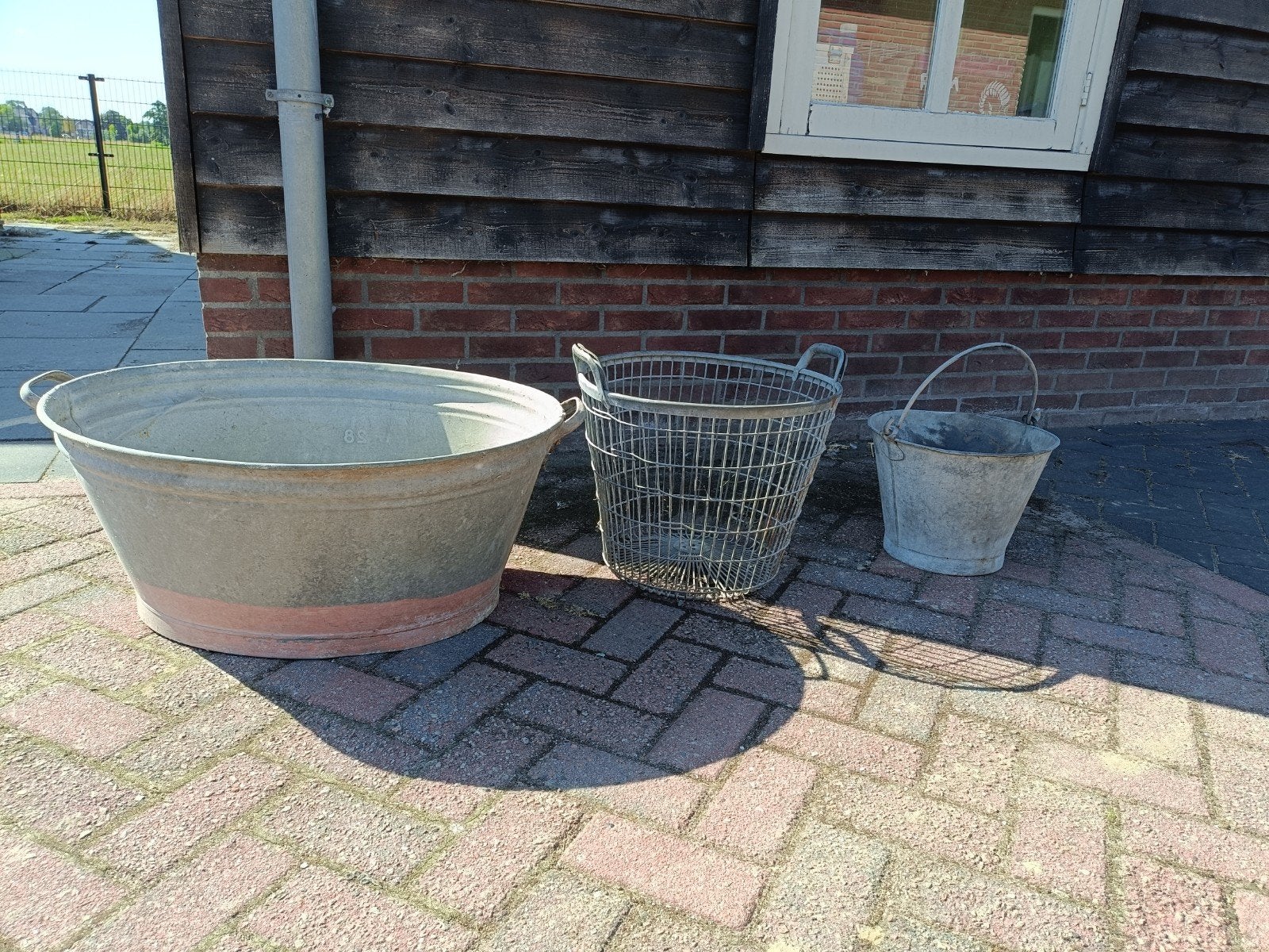 zinken teil en emmer, Ophalen, Metaal, 30 tot 60 cm, 60 tot 100 cm