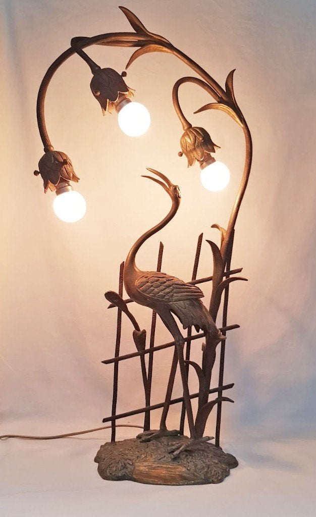 Grote Art Nouveau Ibislamp - 68 cm Hoog., Ophalen of Verzenden