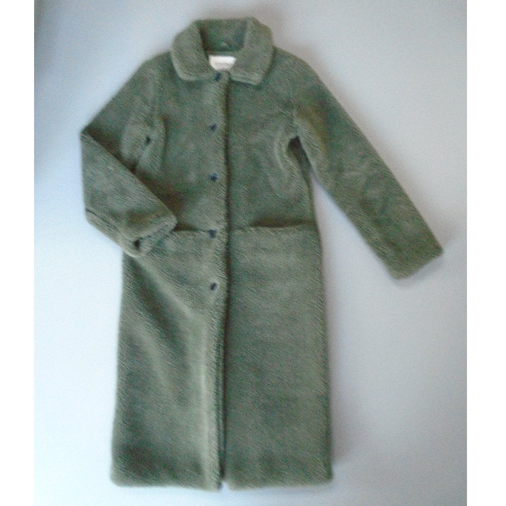 Another Label XS/34 mantel winterjas groen teddy faux fur, Verzenden, Zo goed als nieuw, Maat 34 (XS) of kleiner, Groen
