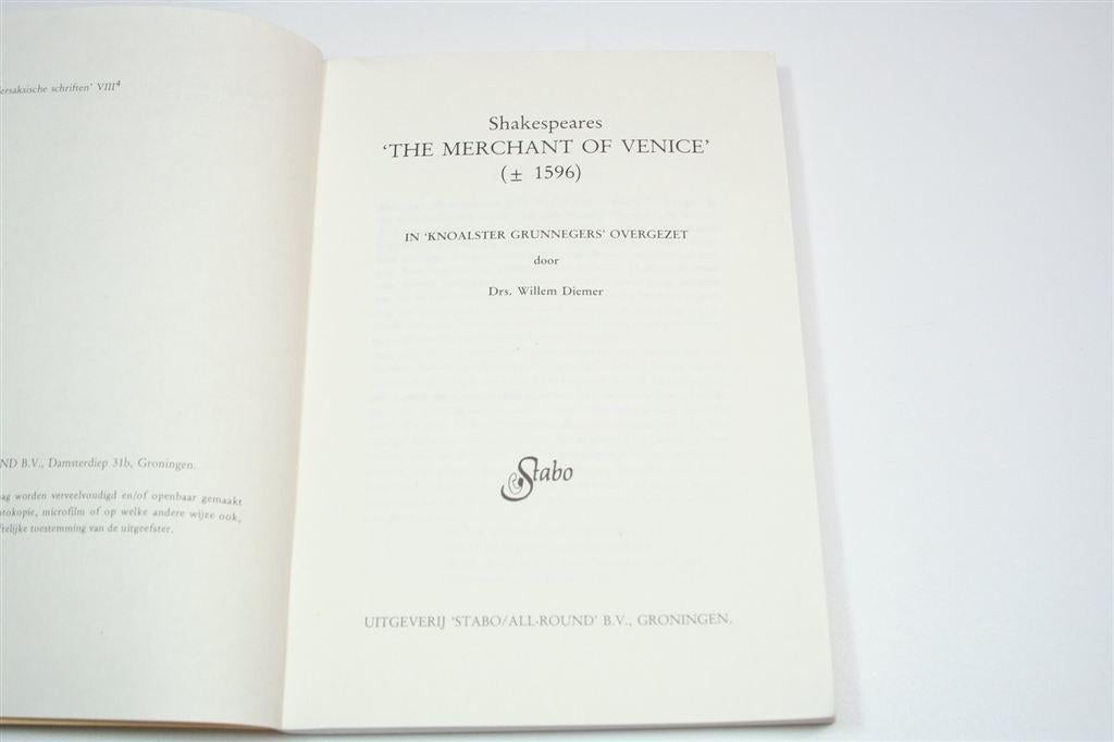 De Koopman van Venetië — Shakespeare — Dialect Stadskanaal, Ophalen of Verzenden, Gelezen
