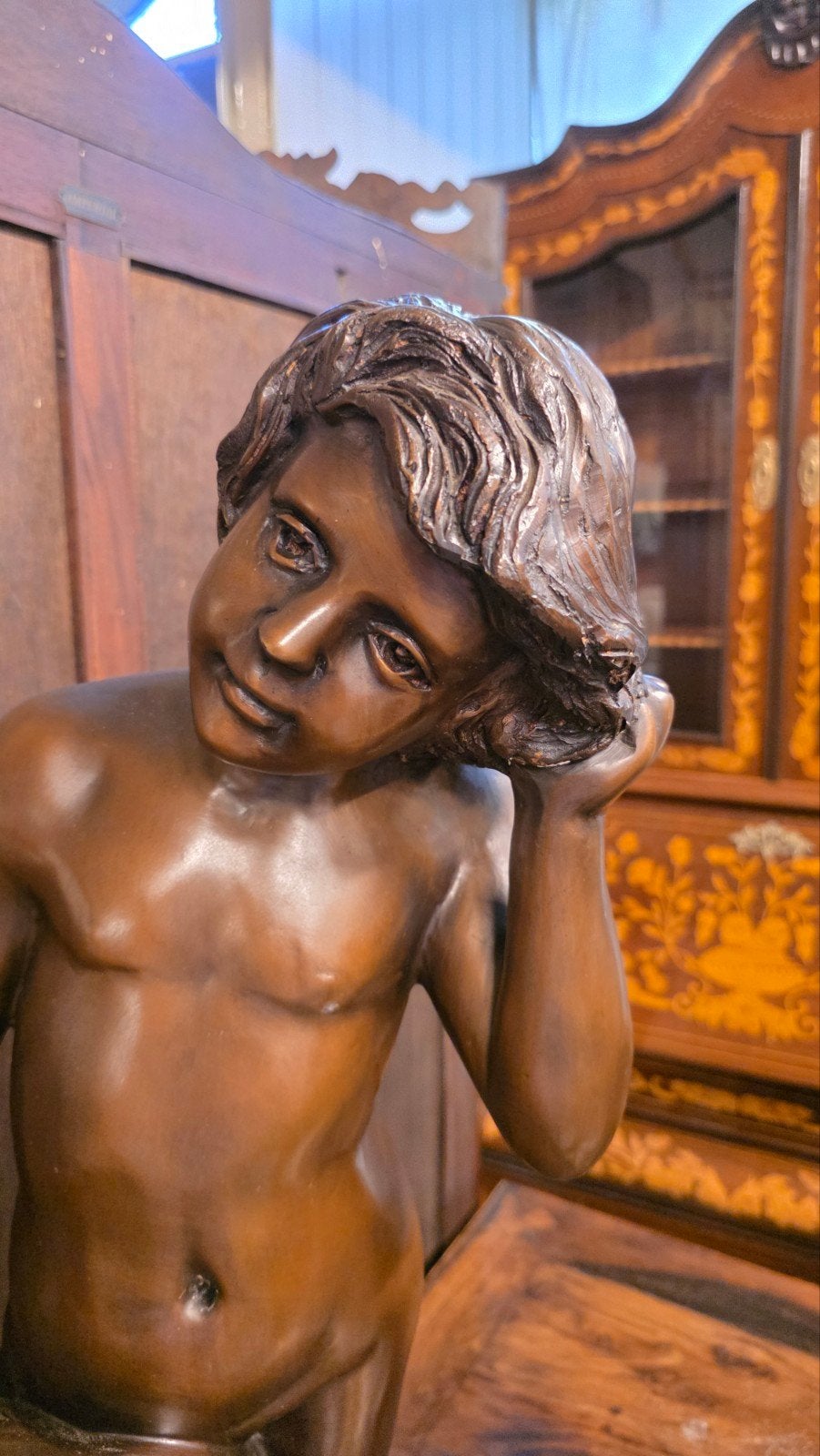 groot antiek bronzen beeld  80 cm, Ophalen