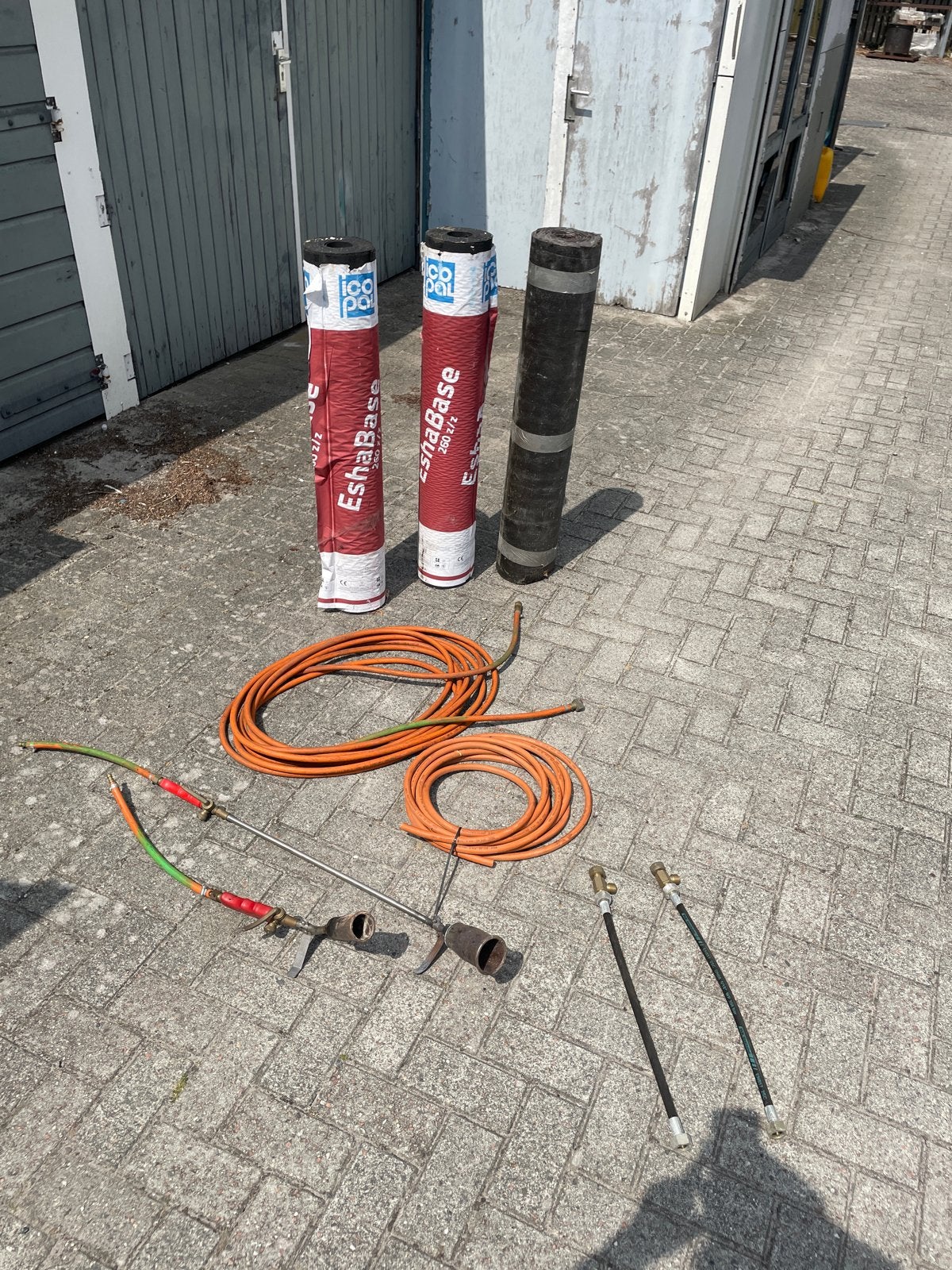 Complete set dakleer branders en rollen dakleer, Doe-het-zelf en Verbouw, Dakpannen en Dakbedekking, Overige materialen, Zwart