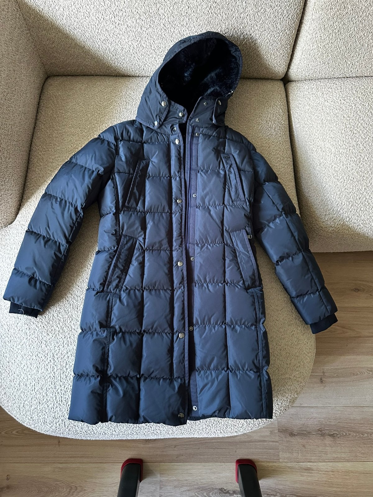 HV polo lange winter jas / puffer maat S, Blauw, Gebruikt, Ritssluiting, Ophalen of Verzenden