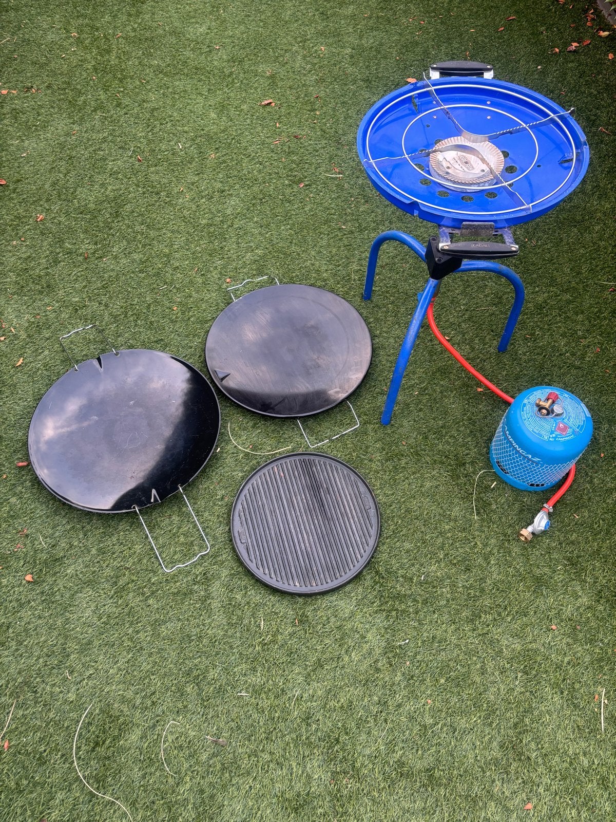 Campingaz Party Grill 600 met gasfles en accessoires, Ophalen of Verzenden, Gebruikt