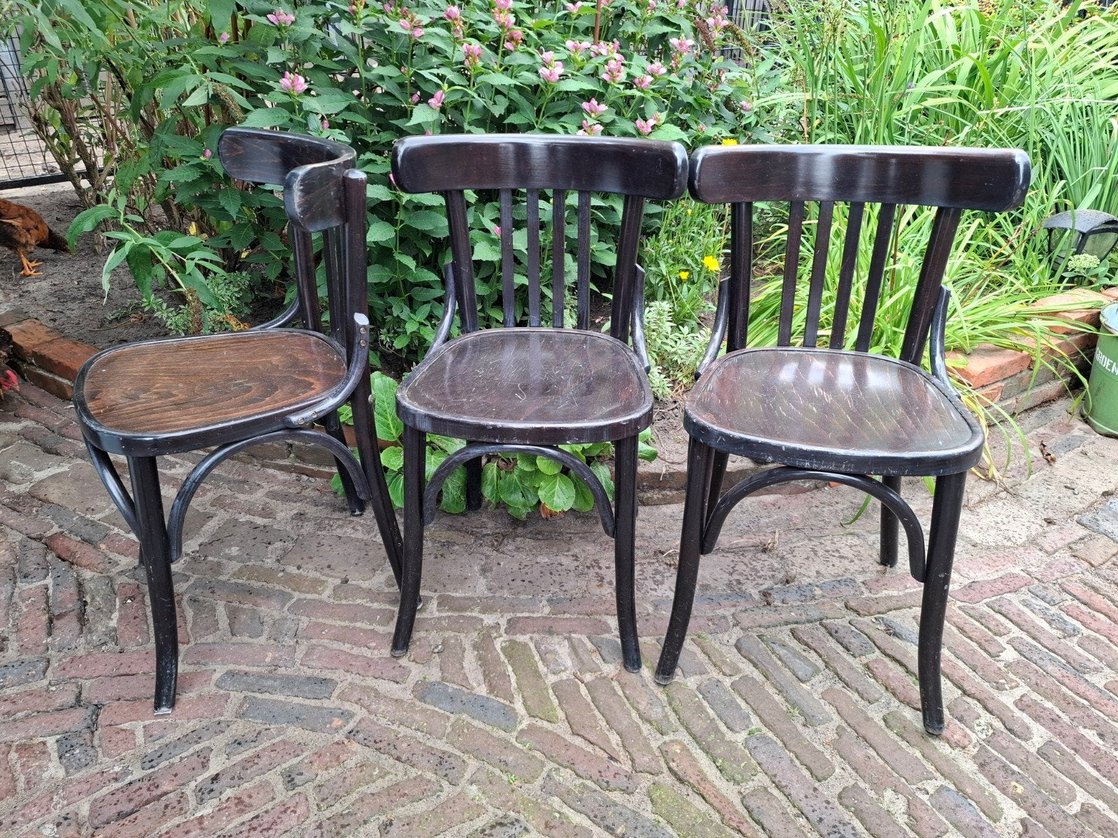 Vintage Bruine Cafe Stoelen - 8 stuks, Ophalen