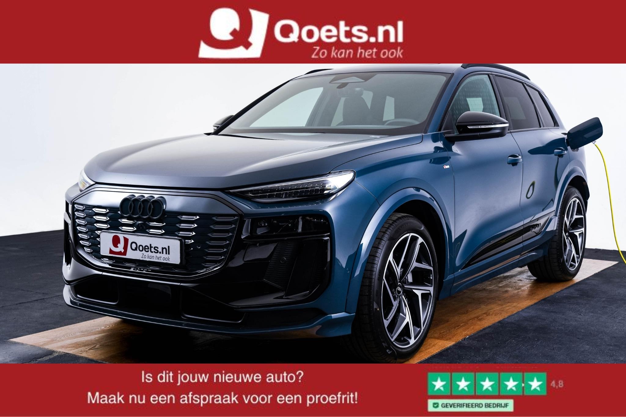 Audi Q6 e-tron S edition quattro 100 kWh Tech Pro - Panorama, Auto's, Gebruikt, Met garantie (alle), Blauw, Leder