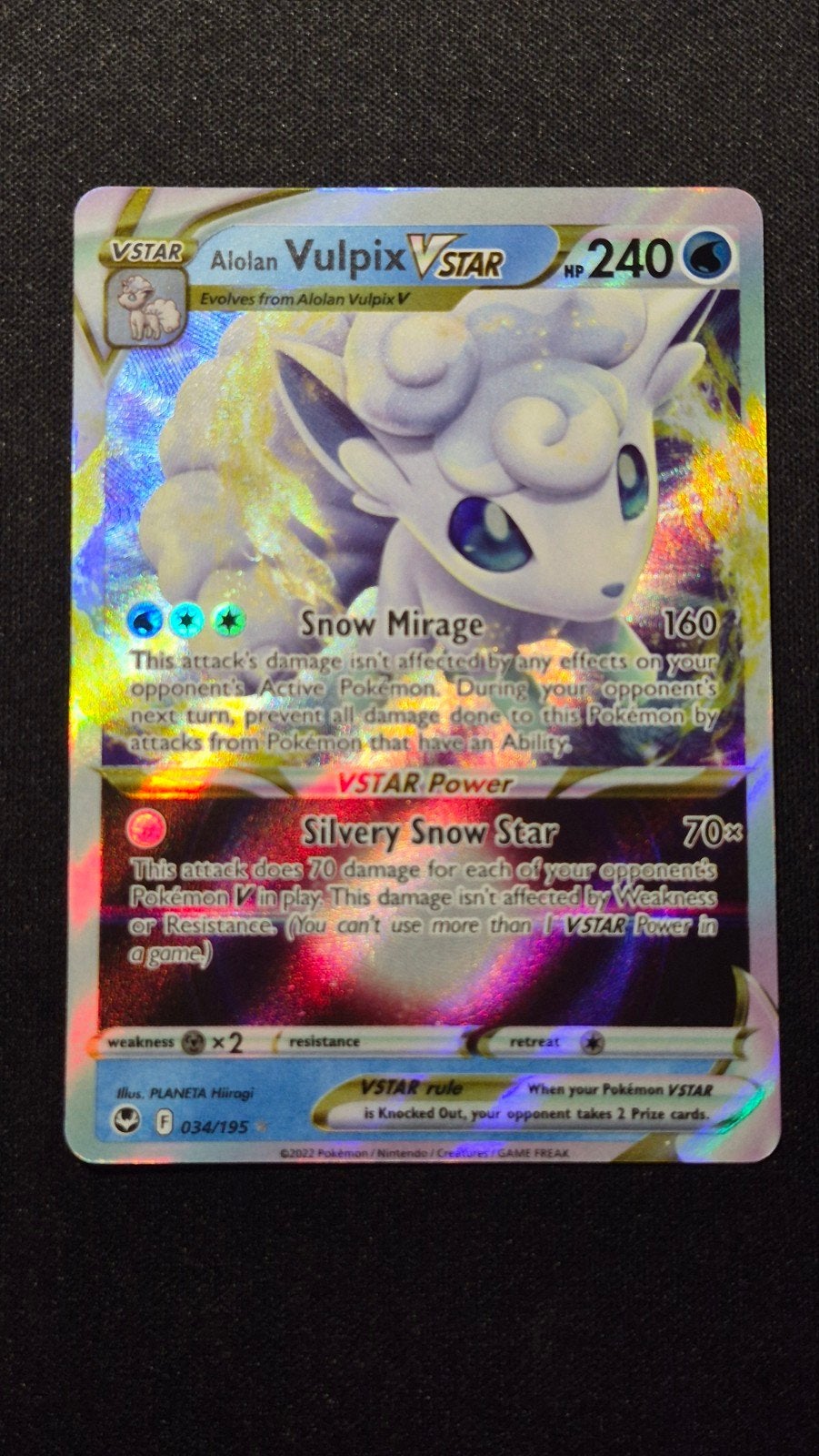 Alolan Vulpix VSTAR 034/195 – Silver Tempest (2022), Verzenden, Zo goed als nieuw, Losse kaart