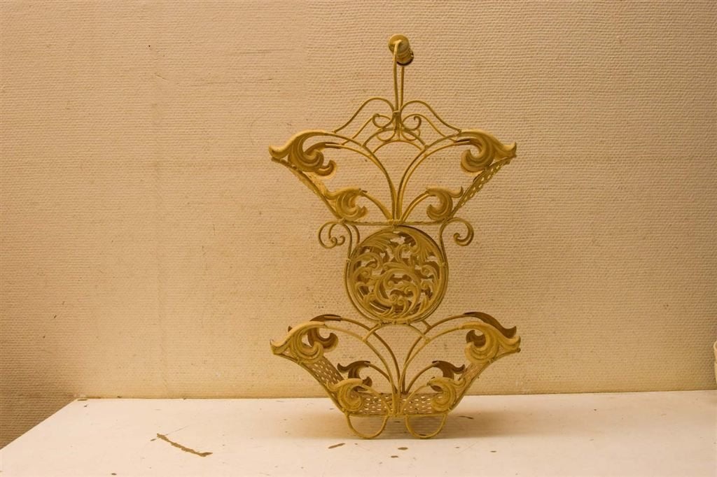 Vintage metalen plantenrek 50470, Gebruikt, Balkon, Rond, Ophalen of Verzenden