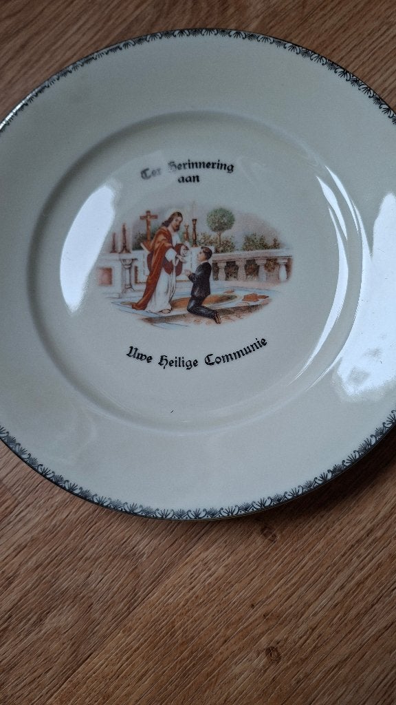 Vintage Communie Servies - Bord en Kopje, Ophalen of Verzenden, Nieuw, Porselein, Overige typen