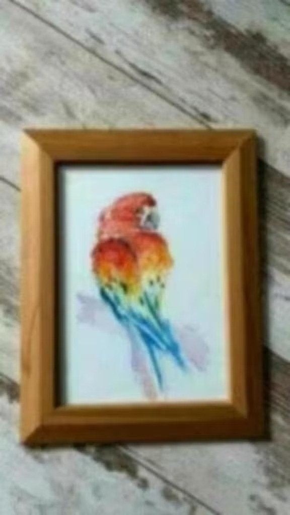 Aquarel ara papegaai, Minder dan 50 cm, Oorspronkelijke maker, Nieuw, Ophalen of Verzenden