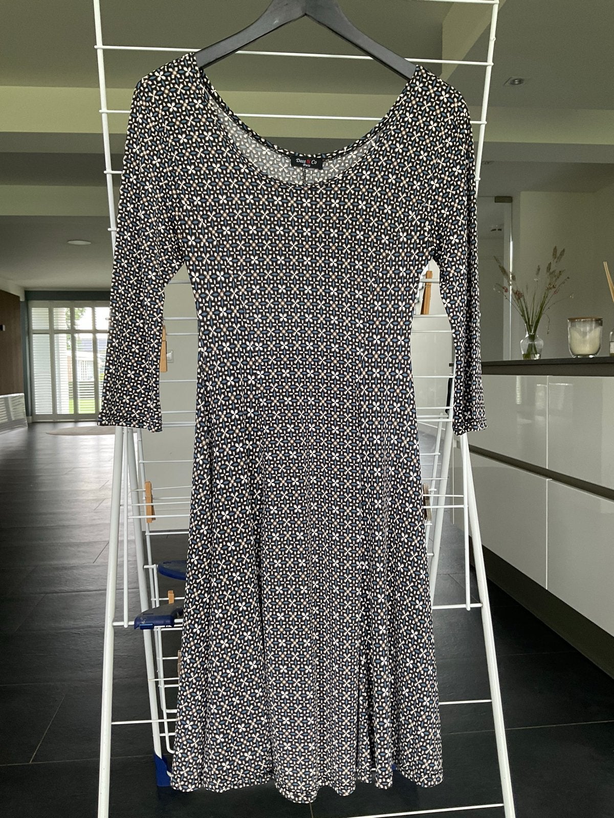 Dass & Co Jurk met Driekwart Mouwen en Patroon, Kleding | Dames, Meerkleurig, Ophalen of Verzenden, Zo goed als nieuw, Knielengte