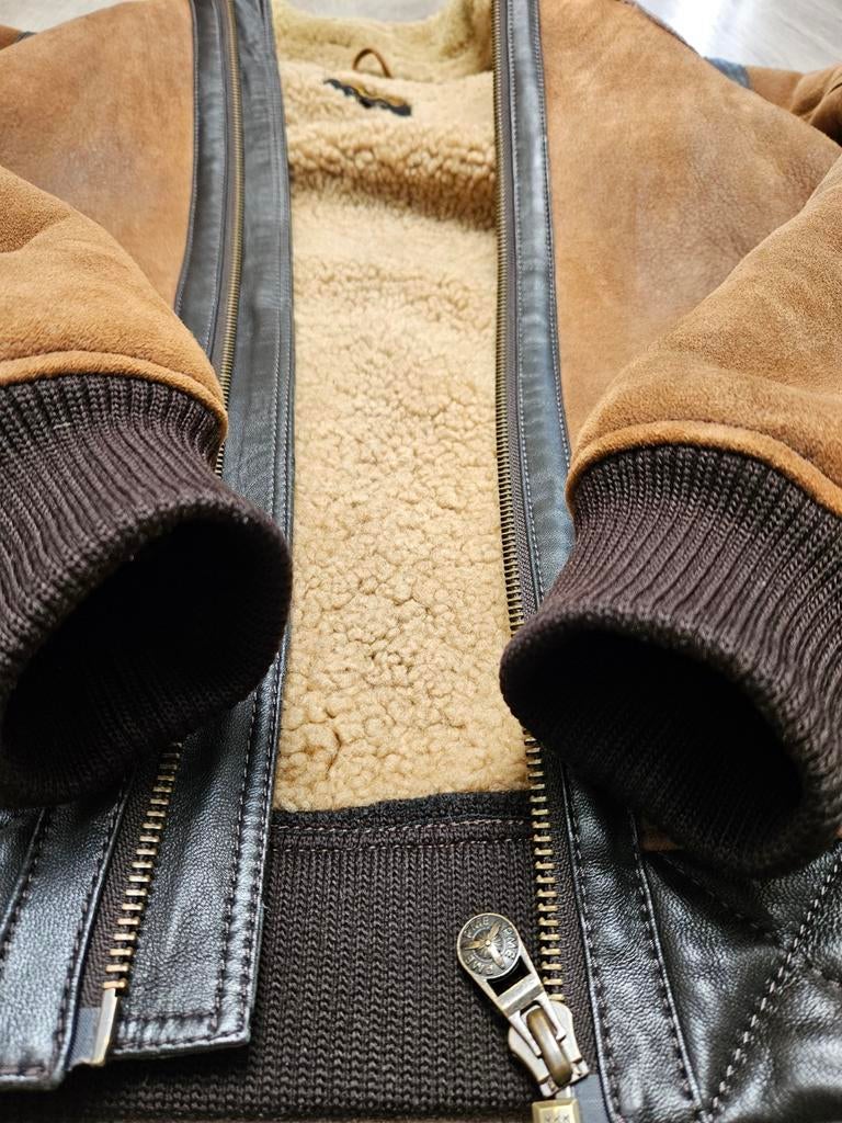 PME Legend 100% sheepskin leren lammycoat winterjas (L), Maat 52/54 (L), Bruin, ., Ophalen of Verzenden
