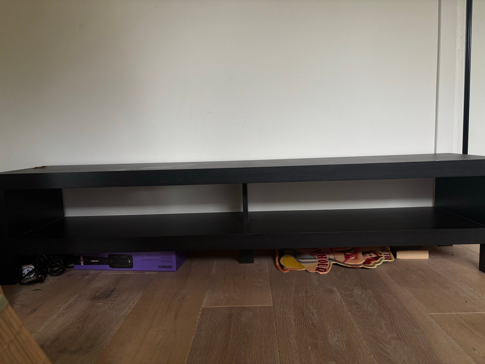 Zwart tv-meubel / lowboard – modern, lang en stevig GRATIS, Gebruikt, 150 tot 200 cm, Ophalen of Verzenden, Minder dan 100 cm