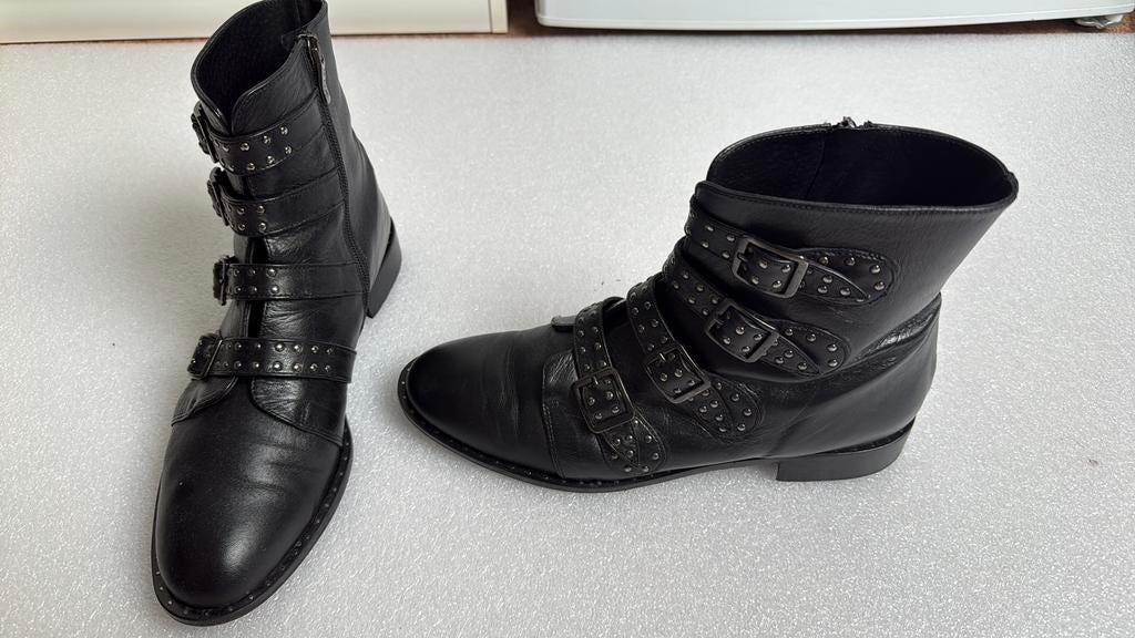 Zwart leren Roberto d’Angelo enkellaarsjes maat 41, Kleding | Dames, Schoenen, Ophalen of Verzenden, Zo goed als nieuw, Zwart