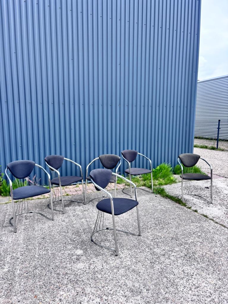 6 stoelen eetkamerstoelen chroom, Ophalen, F, Gebruikt, Vijf, Zes of meer stoelen