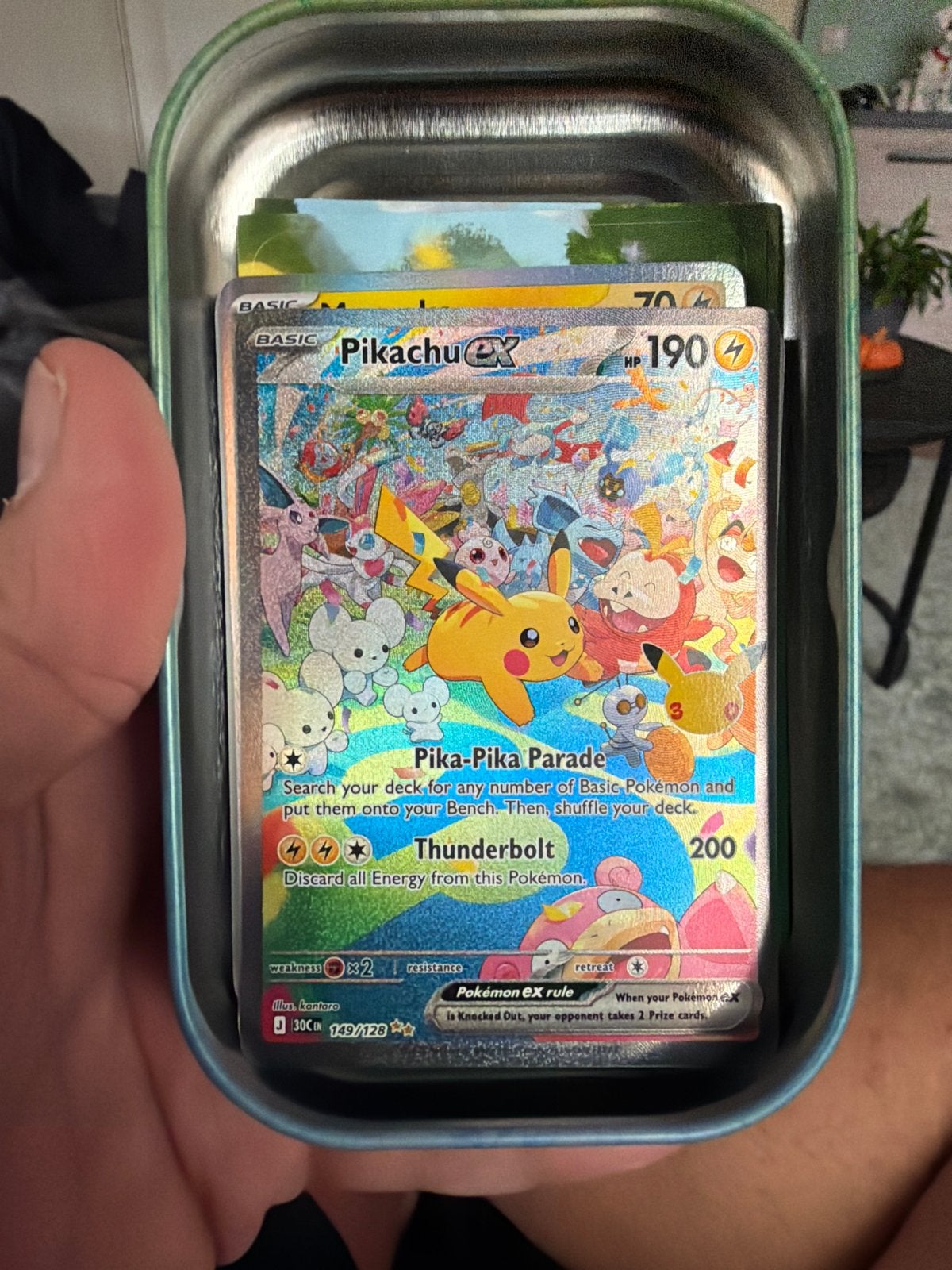 Pikachu EX Pika-Pika Parade Pokémon kaart 149/128, Ophalen, Zo goed als nieuw, Losse kaart, Foil