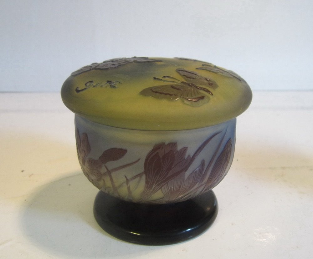 Antieke cameo glazen art nouveau bonbonnière Emile Gallé, Ophalen of Verzenden