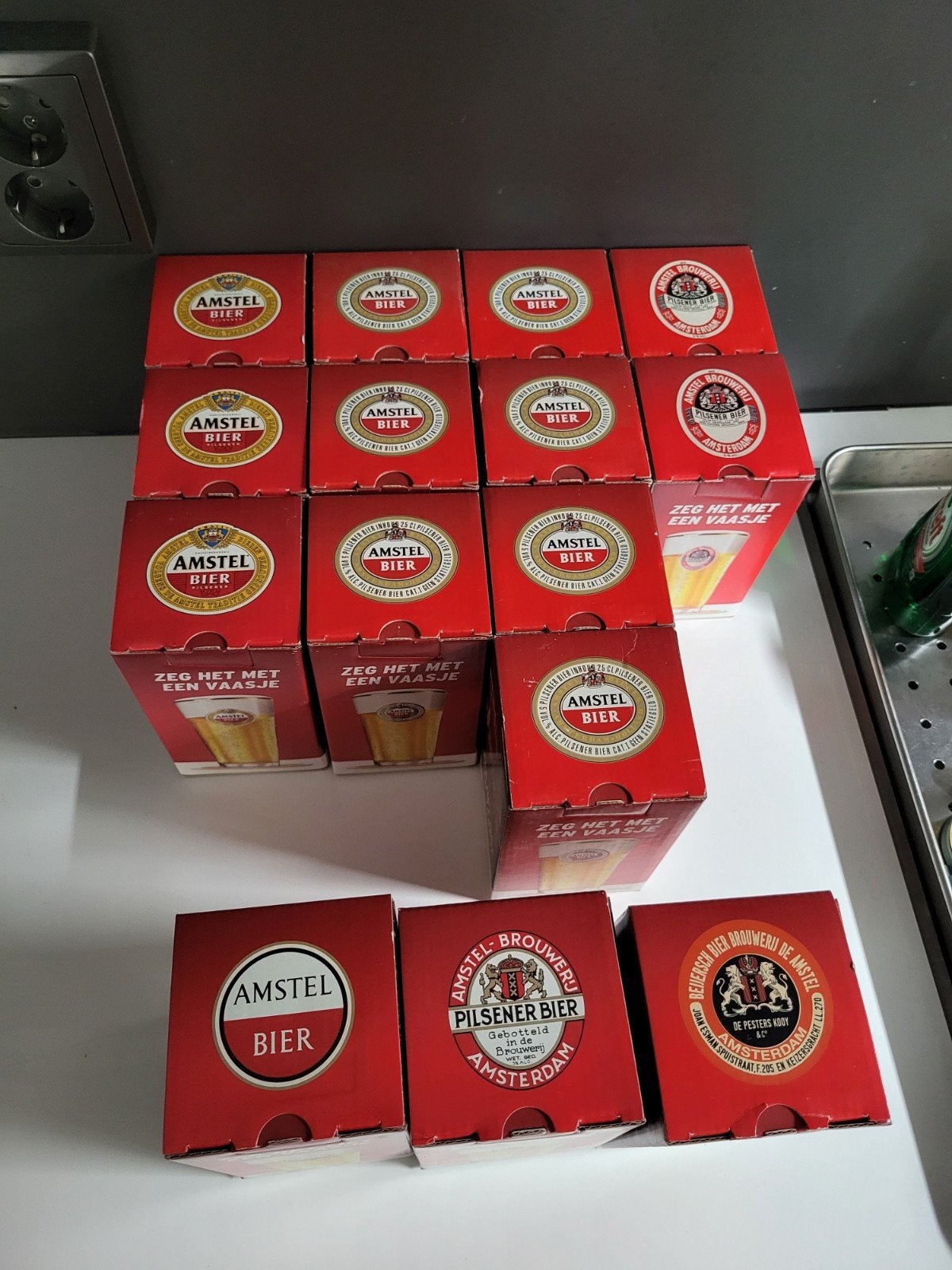 AMSTEL BIERGLAZEN NIEUW MANCAVE BIER COLLECTIE, Ophalen of Verzenden, Nieuw, Glas of Glazen, Amstel