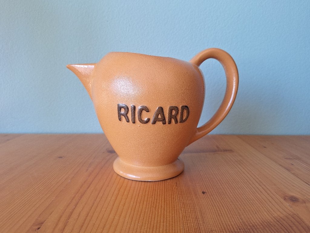 Ronde, puntgave Ricard waterkan met inhoud van 1 liter, Ophalen of Verzenden