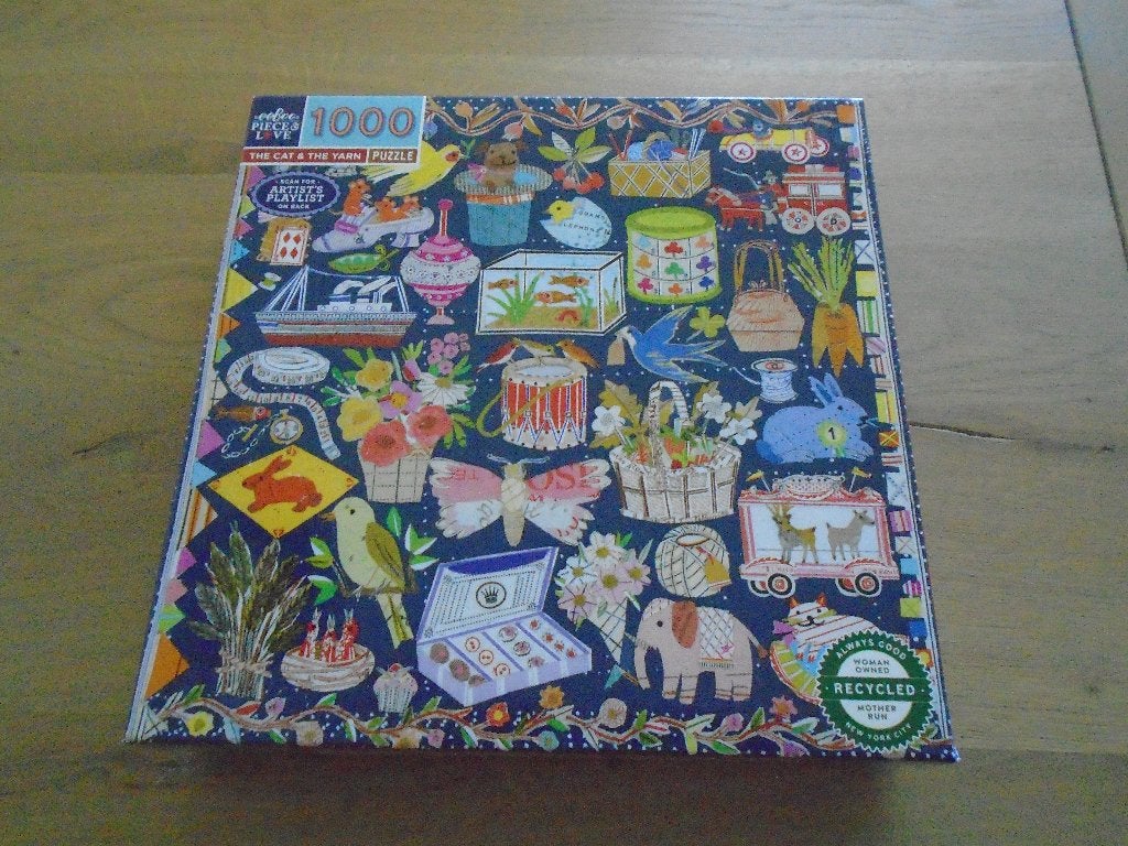 Eeboo puzzel: The cat and the yarn, Hobby en Vrije tijd, Denksport en Puzzels, Ophalen, 500 t/m 1500 stukjes, Zo goed als nieuw