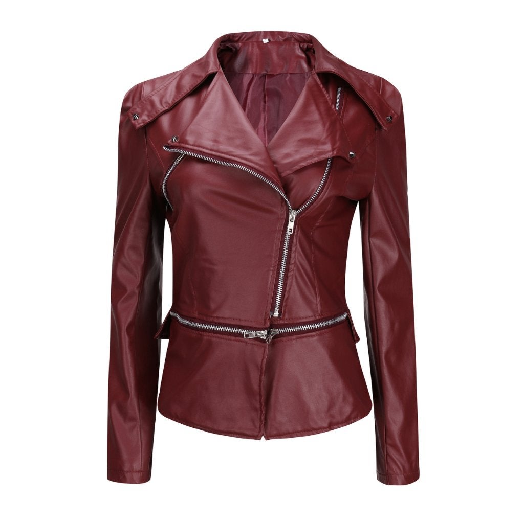 Rode leren jas dames motor korte motorjas biker jack vrouwen, Kleding | Dames, Verzenden, Nieuw, Maat 46/48 (XL) of groter, Rood