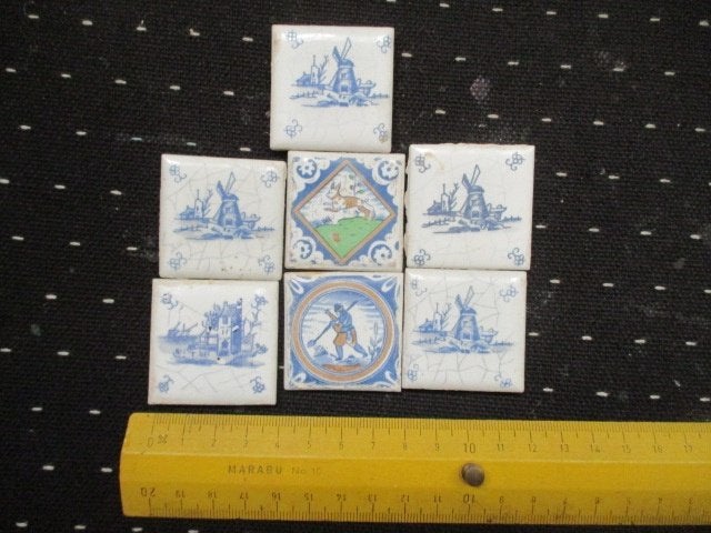 tegeltjes mini 4 x 4 cm oud Hollands, Antiek en Kunst, Curiosa en Brocante, Ophalen of Verzenden