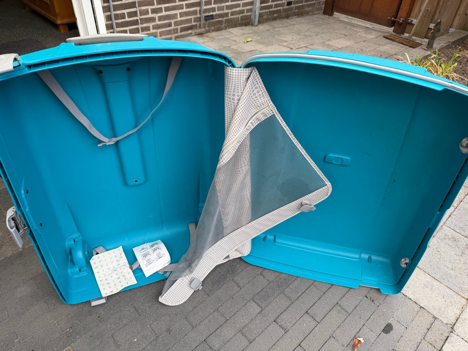 Samsonite Koffer - Turquoise, Hard Kunststof, Gebruikt, Hard kunststof, 45 tot 55 cm, Uitschuifbare handgreep