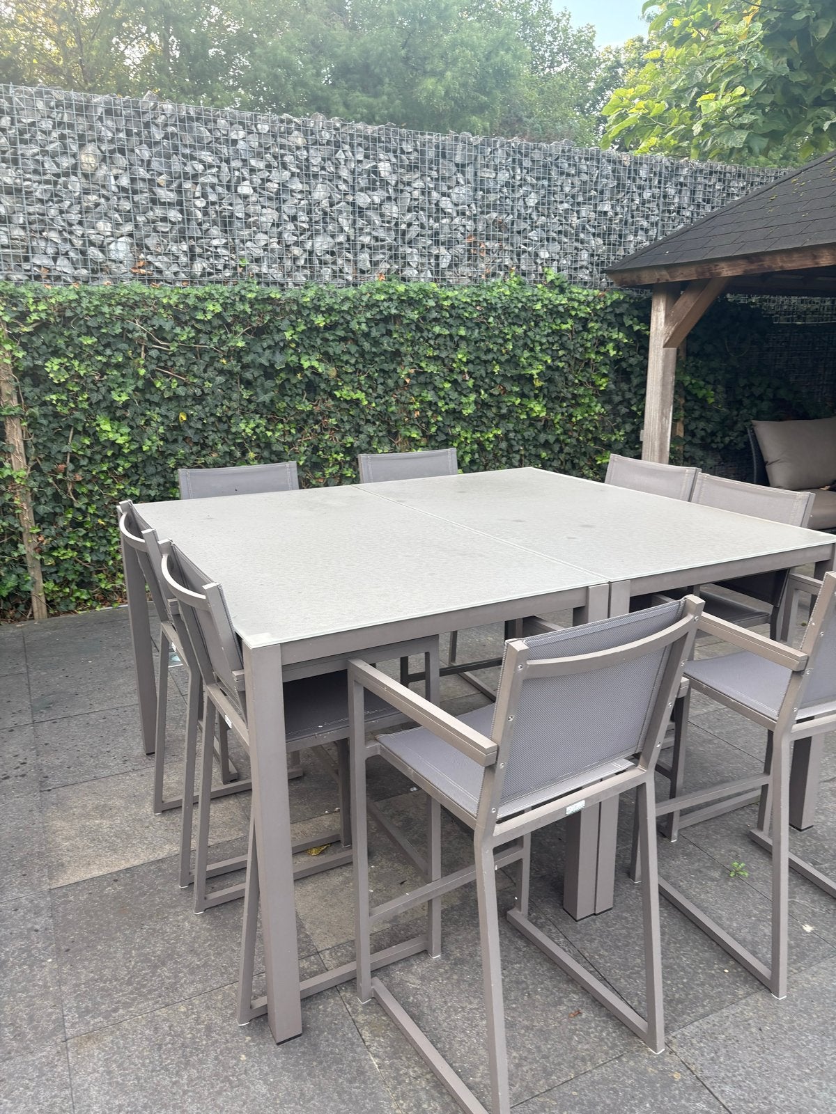Fiore Mobili da Giardino Bartafel met 8 Barkrukken, Ophalen, Gebruikt