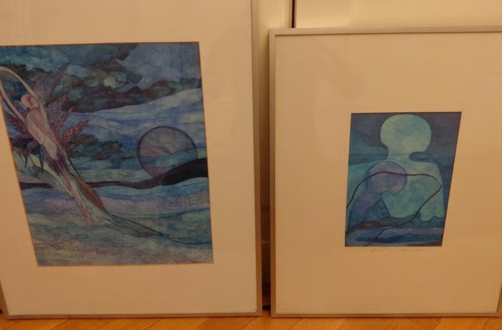 Twee serene, rustgevende acquarellen van Peter Prins, Antiek en Kunst, Kunst | Schilderijen | Abstract, Ophalen of Verzenden